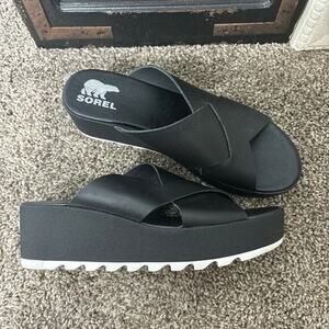 Sorel Cameron Flatform Mule Sandal Size 11 Black